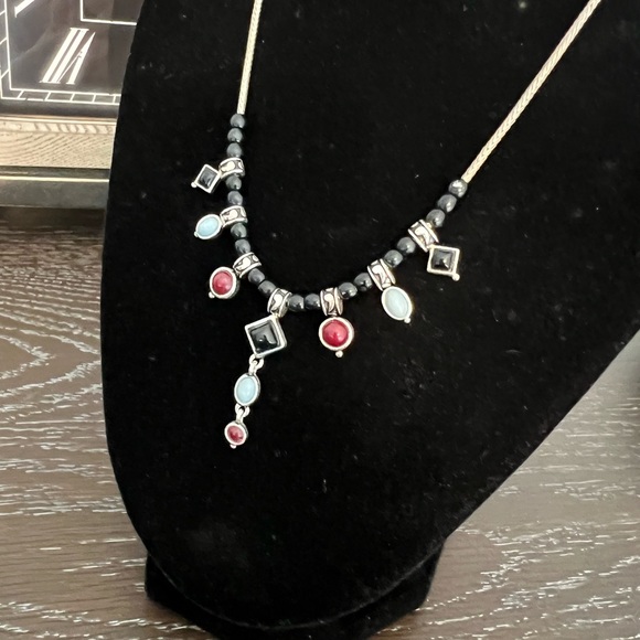 Laura Vann Bezel Set Stone Silver Tone Silver Red Black Blue Costume Jewelry - Picture 7 of 10